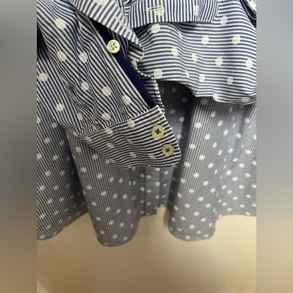“Talbots Woman’s” SZ: (3X) Blue & White Striped Blouse Poka-Dot Button-Up - Picture 4 of 5